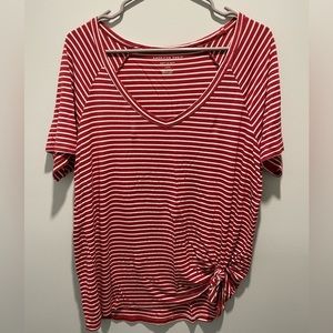 American Eagle Soft & Sexy Red Striped Tee - Size L